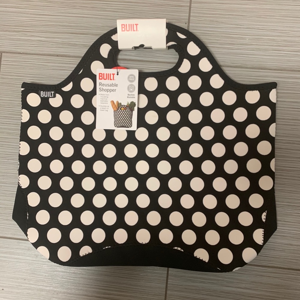 ✨Built Reusable Shopper Black & White NWT